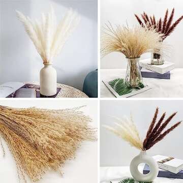 Natural Dried Pampas Grass Bonquet, Boho Home Decor Bouquet, Dried Flowers for Wedding Floral Arrangements Wall Bathroom Decor