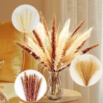 Natural Dried Pampas Grass Bonquet, Boho Home Decor Bouquet, Dried Flowers for Wedding Floral Arrangements Wall Bathroom Decor