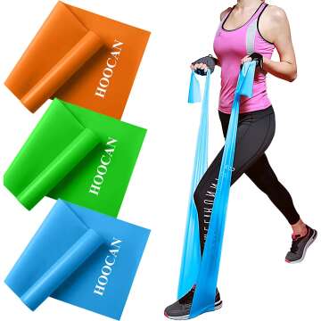 Hoocan Resistance Bands Elastic Exercise Bands Set for Recovery, Physical Therapy, Yoga, Pilates, Rehab,Fitness,Strength Training