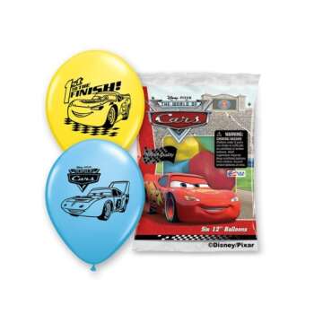 Pioneer Party Group Officially Licensed Disney Pixar 12-Inch Latex Balloons, Cars Colors may vary, 6-Count