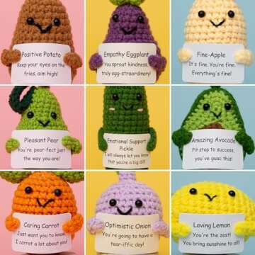 Cheerspace Crochet Potato Bulk & Emotional Support Veggies Bulk Variety Pack with Stand