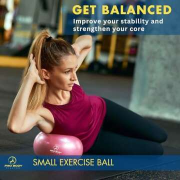 ProBody Pilates Ball Small Exercise Ball - 9 Inch Workout Ball for Stability, Barre, Yoga, Core & Physical Therapy, Home Gym & Office Use (Pink)