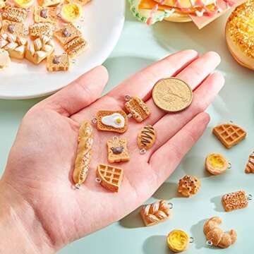 60 Pieces Handmade Simulation Food Bread Toast Pendant Charms Hanging Food Charms DIY Baking Charms for Earrings Imitation Resin Charms for Jewelry Making Necklace Earring DIY Craft