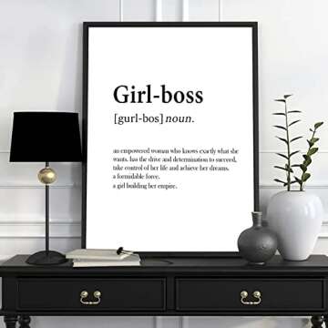 Canpllesy Girl Boss Definition Poster Motivational Quotes Wall Art Female Office Wall Art Inspirational Wall Art Print Girl Boss Poster for Office Feminist Quote Print Morden Office Decor Unframed