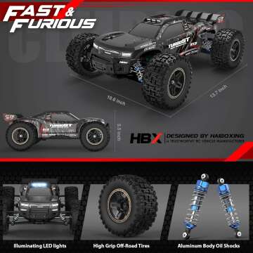 HAIBOXING 2997A Brushless RC Cars 1/12 Scale 4WD Remote Control Truck with Independent ESC, Fast RC Cars 45 MPH Max Speed RTR Off-Road RC Cars for Adults, Boys, 3S Batteries Applicable (not Included)