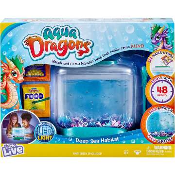 Little Live Aqua Dragons - Deep Sea Habitat - LED Light Up Tank Hatch and Grow Aquatic Pets