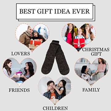 cosyone1997 Mens Fuzzy Slipper Socks with Soles, Warm House Shoes Indoor, Winter Cozy Christmas Birthday Father's Day Gifts Unique for Him Dad Grandpa Husband Boyfriend, Adult Size 10-11 Black