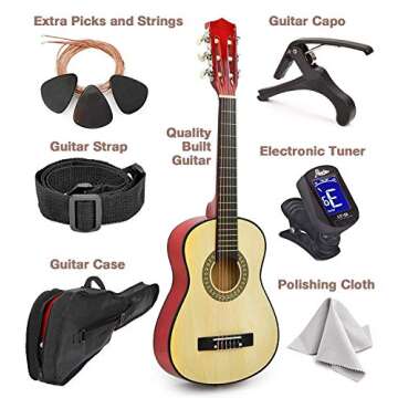 NEW! 30" Left Handed Natural Wood Guitar Set for Kids & Beginners