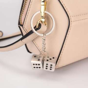 Lucky Silver Metal Dice Keychain - Stylish & Durable