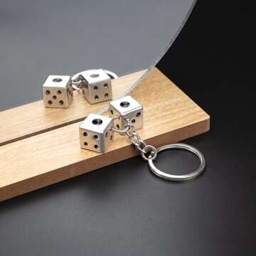 Lucky Silver Metal Dice Keychain - Stylish & Durable