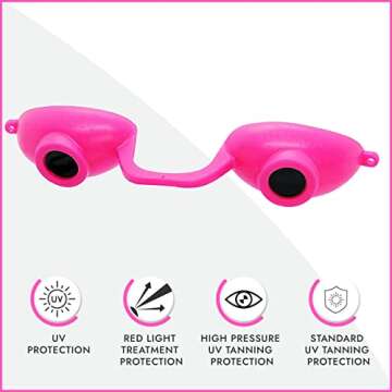 Super Sunnies Evo Flexible Tanning Bed Goggles UV Eye Protection Glasses Pink, FDA Compliant