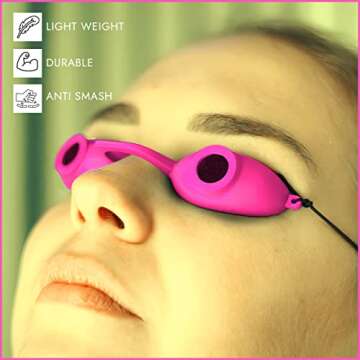 Super Sunnies Evo Flexible Tanning Bed Goggles UV Eye Protection Glasses Pink, FDA Compliant