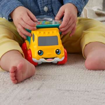 Fisher-Price Baby Toy Poppity Pop Dump Truck Push-Along Vehicle with Fine Motor Activities For Infants Ages 6+ Months