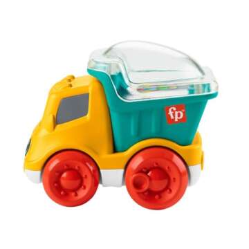 Fisher-Price Baby Toy Poppity Pop Dump Truck Push-Along Vehicle with Fine Motor Activities For Infants Ages 6+ Months