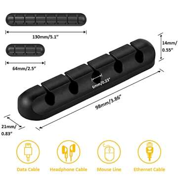 Cable Clips Cord Management Organizer, 3 Packs Silicone Adhesive Hooks, Wire Holder USB Power Charging Accessory Mouse PC Nightstand Desktop Wall Phone Workspace Office (7, 5 and 3 Slots)