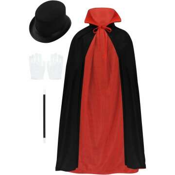 TiaoBug Kids Boys Girls Magician Cosplay Costumes Cape Top Hat Magic Gloves Halloween Performance Fancy Dress up Outfits Set