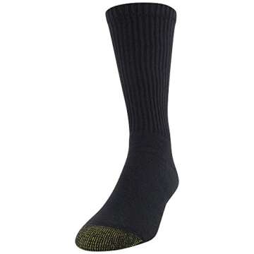 GOLDTOE Men's 656s Crew Athletic Socks, Multipairs, Black (6-Pairs), Large