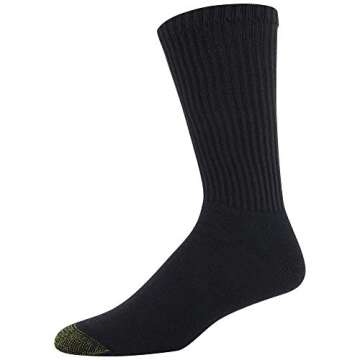 GOLDTOE Men's 656s Crew Athletic Socks, Multipairs, Black (6-Pairs), Large