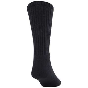 GOLDTOE Men's 656s Crew Athletic Socks, Multipairs, Black (6-Pairs), Large