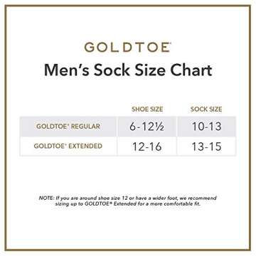 GOLDTOE Men's 656s Crew Athletic Socks, Multipairs, Black (6-Pairs), Large