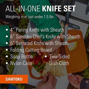 GSI Outdoors Santoku Knife Set for Camping in Grey