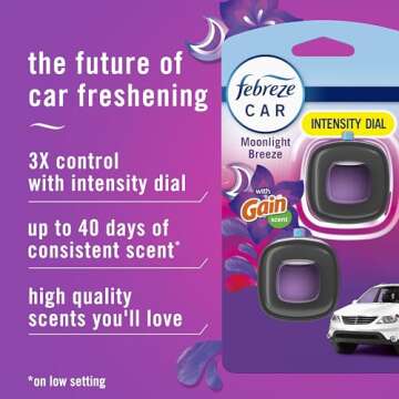 Febreze Car Air Freshener Vent Clip - Gain Moonlight Breeze, Pack of 3