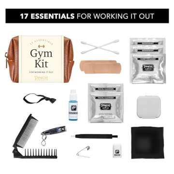 Pinch Provisions Gym Kit, Includes 15 Personal Care Essentials for Wellness & Beauty, Perfect for Gifts, Gym Bags, Duffle Bags & Lockers (Cognac)