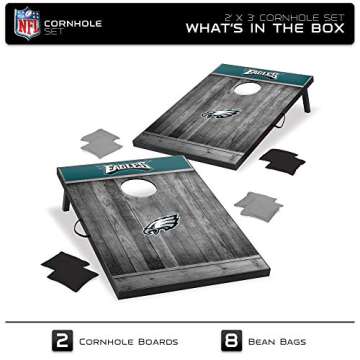 Wild Sports 2'x3' MDF Wood NFL Philadelphia Eagles Cornhole Set - Grey Wood Design