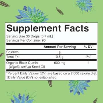 MaryRuth Organics Black Seed Oil Liquid Drops Cold Pressed, 3 Month Supply, USDA Organic Black Cumin Seed Oil, Immune Support, Respiratory Health, Sugar Free, Vegan, Non-GMO, Gluten Free, 2 Fl Oz