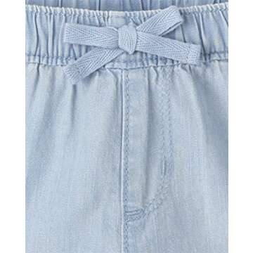 The Children's Place baby girls The Children's Place and Toddler Chambray Pull on Casual Shorts, Leighton Wash, 2T US