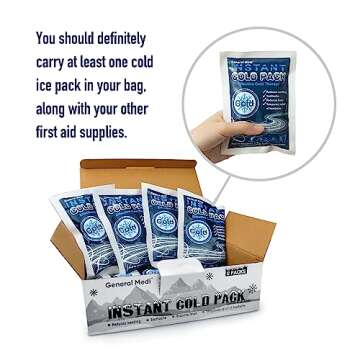 General Medi Instant Ice Cold Pack (4”x 5.5”) – 8 Packs Disposable Cold Therapy Ice Packs for Pain Relief, Swelling, Inflammation, Sprains, Toothache – for Athletes & Outdoor Activities