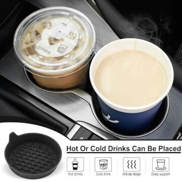 SINGARO Car Cup Holder Coaster, Silicone Cup Holder Insert, Universal Non-Slip Cup Holders, Car Accessories Interior for Women and Man Interior Sets 4 Pack Black