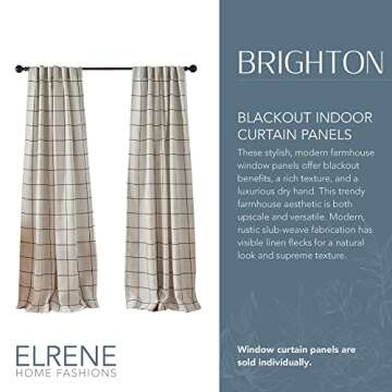 Elrene Brighton Windowpane Plaid Blackout Curtain - 52x95