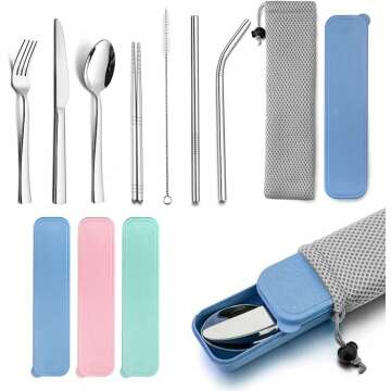 Portable Travel Utensils with Case