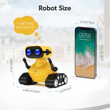 ALLCELE Robot Toys, Rechargeable RC Robots for Kids Boys, Remote Control Toy with Music and LED Eyes, Gift for Children Age 3 Years and Up - Yellow