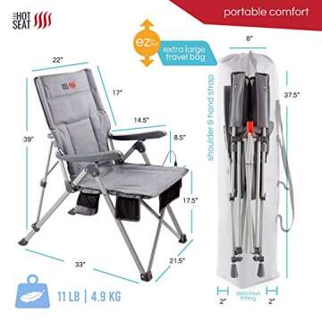 POP Design The Hot Seat, USB Heated Portable Camping Chair, Perfect for Outdoor, Sports, Beach, or Picnics. (Battery Pack Not Included)