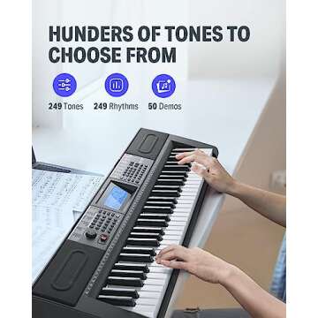 Donner 61 Key Electric Piano Keyboard with Microphone