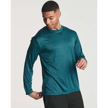 Real Essentials 4 Pack Men's Long Sleeve Tees - UV Protection & Quick Dry