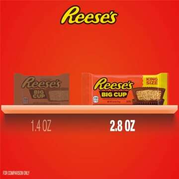 REESE'S Big Cup Milk Chocolate King Size Peanut Butter Cups, Candy Packs, 2.8 oz (16 Count)