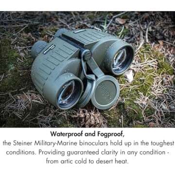 Steiner Military-Marine Series Binoculars, Lightweight Tactical Precision Optics for Any Situation, Waterproof, Green, 7x50