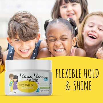 MAYA MARI Kids Hair Styling Gel with Coconut Fruit Extract | Safe & Gentle Baby Hair Gel for Toddlers | Sulfate-Free Hair Gel for Boys & Girls, 12 oz