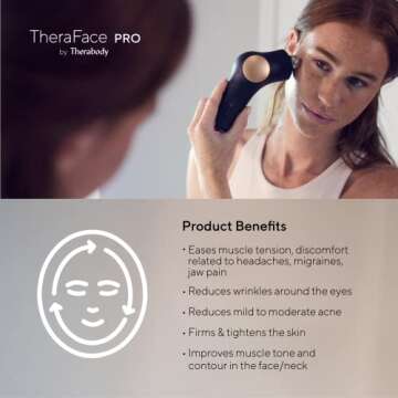 TheraFace PRO Microcurrent Facial Device - 8-in-1 Compact Face Massager, Facial Kit & Face Sculpting Tool with LED Light Therapy for Skin Tightening, Anti Wrinkle, Anti Aging & Skin Care (Black)