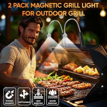 Grilling Gifts for Men, 2 Pack Magnetic Grill Lights for Outdoor Grill, Gifts for Him, BBQ Gifts for Men, Grilling Accessories, BBQ Accessories, Mens Gifts, Gadgets for Men