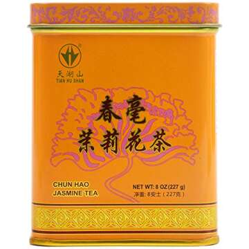 TIAN HU SHAN Premium Jasmine Green Tea Loose Leaf 8 Ounce (227g) Tin