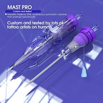 Mast Tattoo Pro Cartridges Needles Mixed Sizes 50Pcs Tattoo Ink Bottle 8oz Triple Black