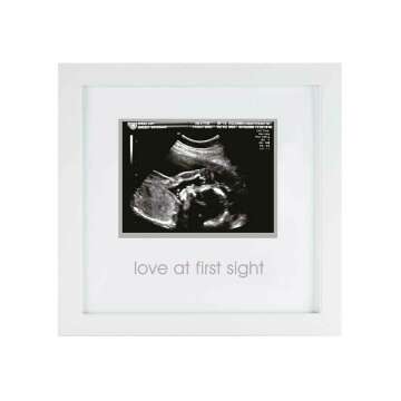 Pearhead Love at First Sight Sonogram Picture Frame, Gender Neutral Ultrasound Keepsake, Ideal Pregnancy Gift, Baby Shower and Nursery Decor, 4”x3” Photo Insert, White