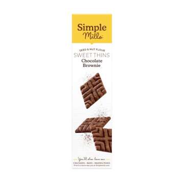 Simple Mills Sweet Thins Cookies, Seed and Nut Flour, Chocolate Brownie - Gluten Free, Paleo Friendly, Healthy Snacks, 4.25 Ounce (Pack of 5)