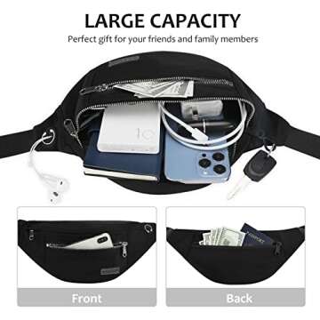 MAXTOP Large Crossbody Fanny Pack Belt Bag for Women Men with 4-Zipper Pockets Gifts for Enjoy Sports Yoga Running Workout Walking Casual Travel Wallets Fashion Waist Pack Phone Bag