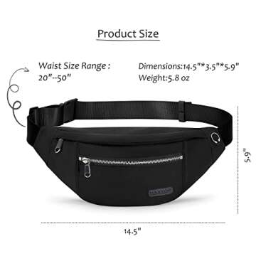 MAXTOP Large Crossbody Fanny Pack Belt Bag for Women Men with 4-Zipper Pockets Gifts for Enjoy Sports Yoga Running Workout Walking Casual Travel Wallets Fashion Waist Pack Phone Bag