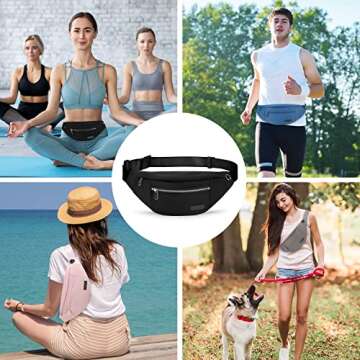 MAXTOP Large Crossbody Fanny Pack Belt Bag for Women Men with 4-Zipper Pockets Gifts for Enjoy Sports Yoga Running Workout Walking Casual Travel Wallets Fashion Waist Pack Phone Bag